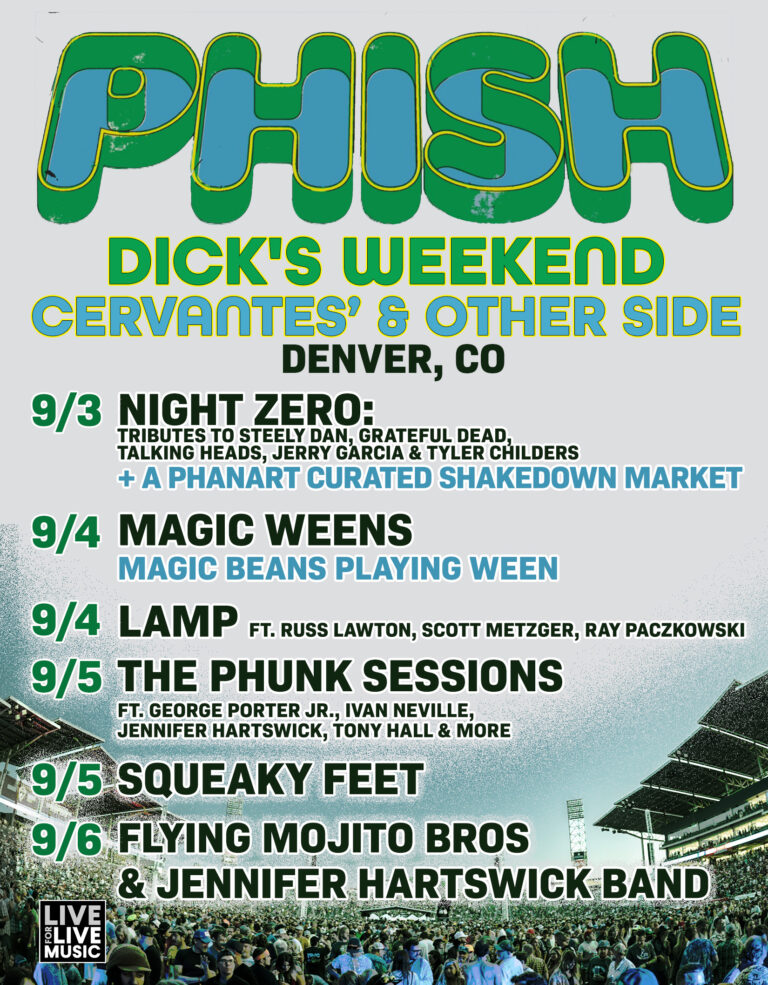 Phish Dick's Weekend 2026 lineup at Cervantes' Masterpiece Ballroom and The Other Side, Denver CO